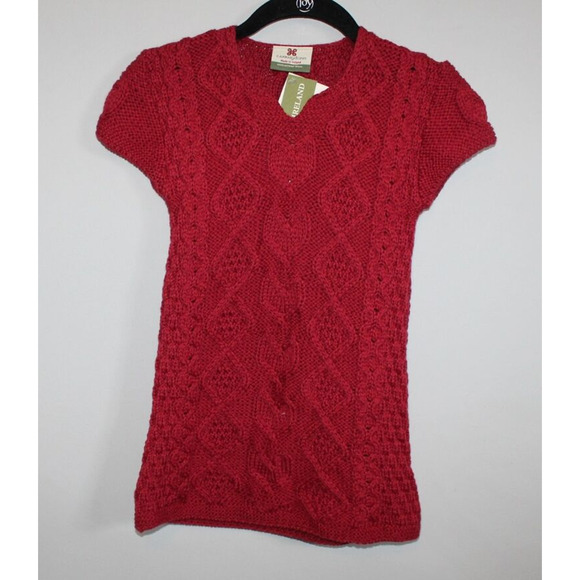 NWT Carraig Donn Cable Knit Wool Cap Sleeve Dress Red Girl's Size Medium H12020 - Picture 10 of 11